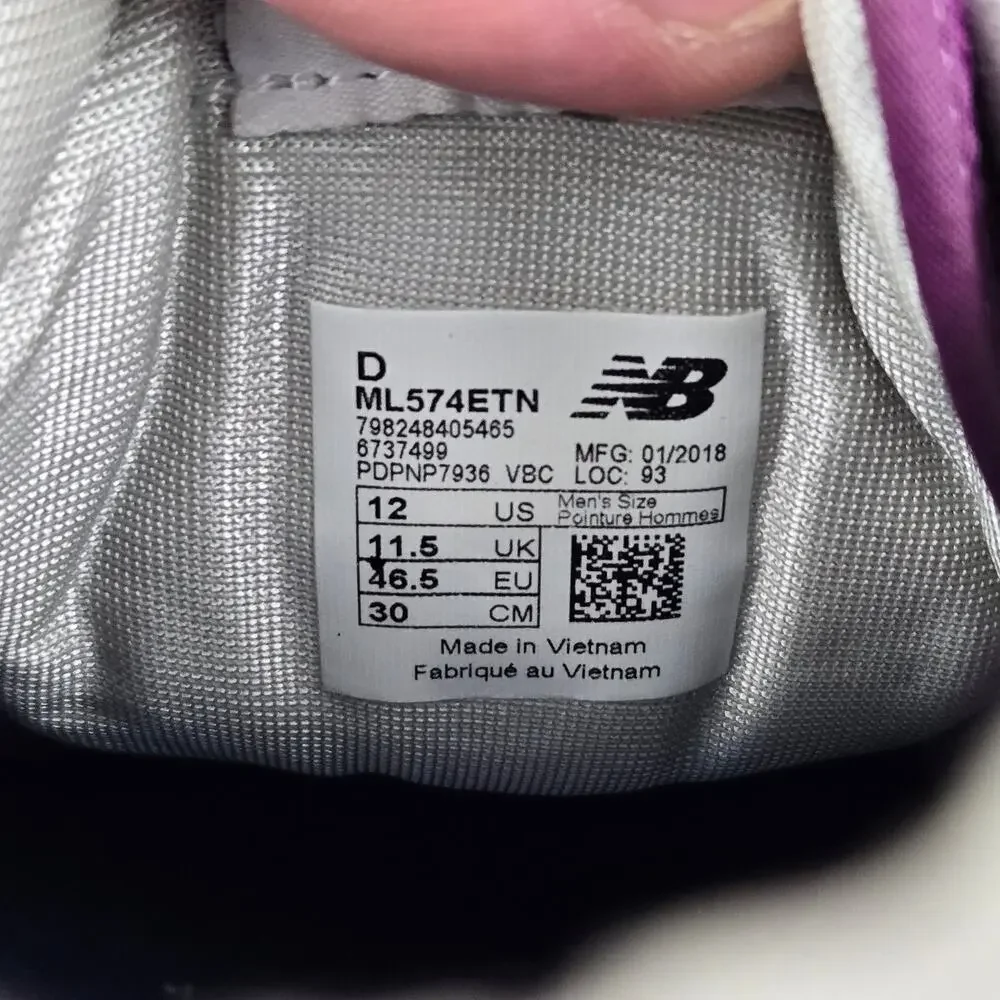 New Balance Mens 12D Classic 574 Core Plus Purple Cactus Flower Casual Sneaker
